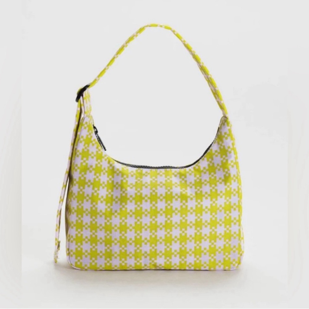 BAGGU Yellow & White Patterned Shoulder Bag